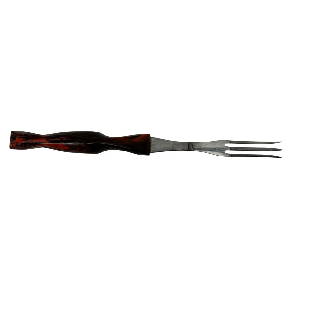 Cutco 1726 Turning‎ Fork 3 Prong Brown/Orange Swirl Marbling Handle